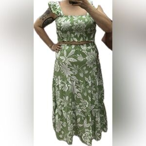 Green Floral Two-Piece Set